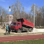 В Никологорах Вязниковского района продолжается реконструкция местного стадиона