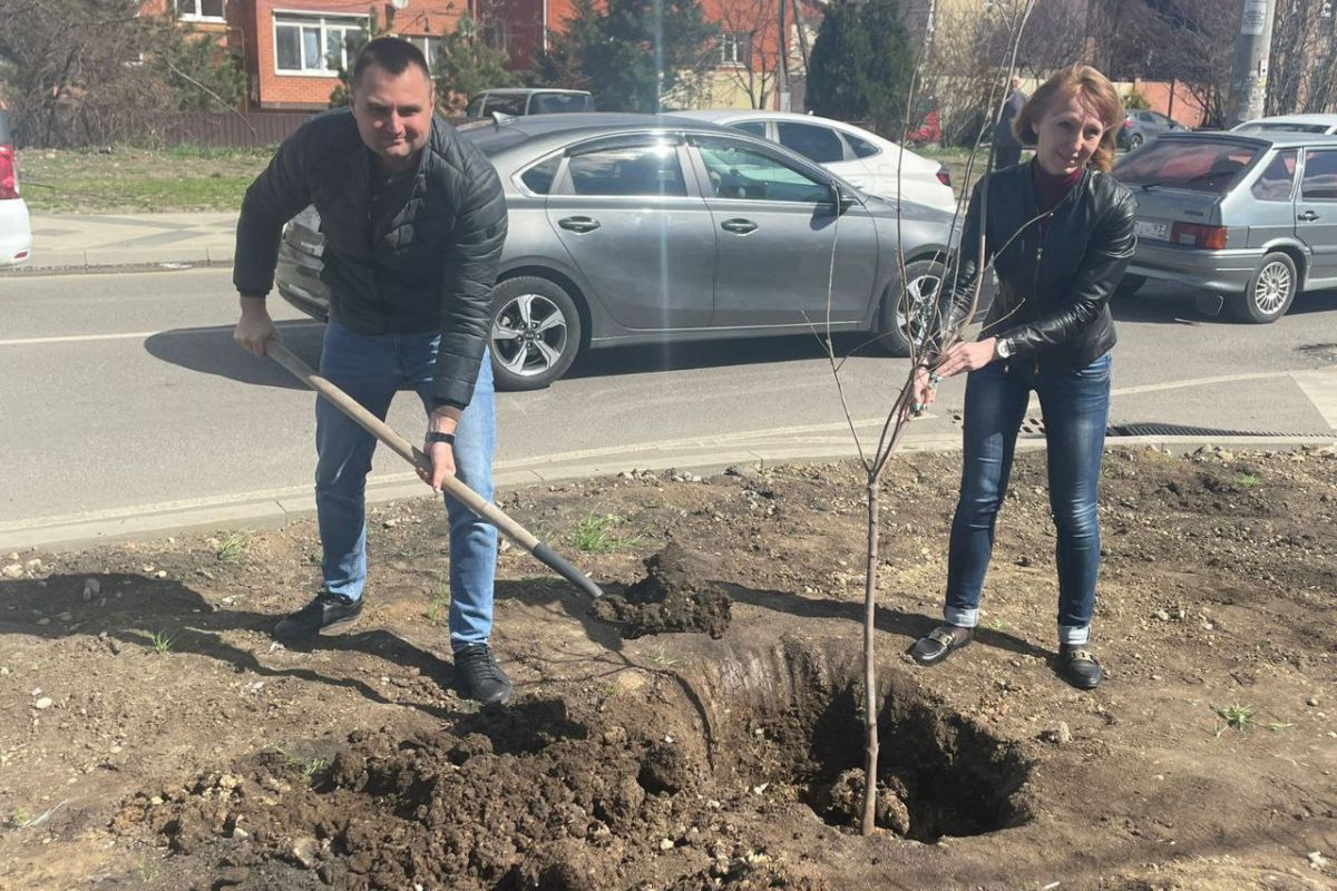 В Краснодаре высадили будущую зеленую зону