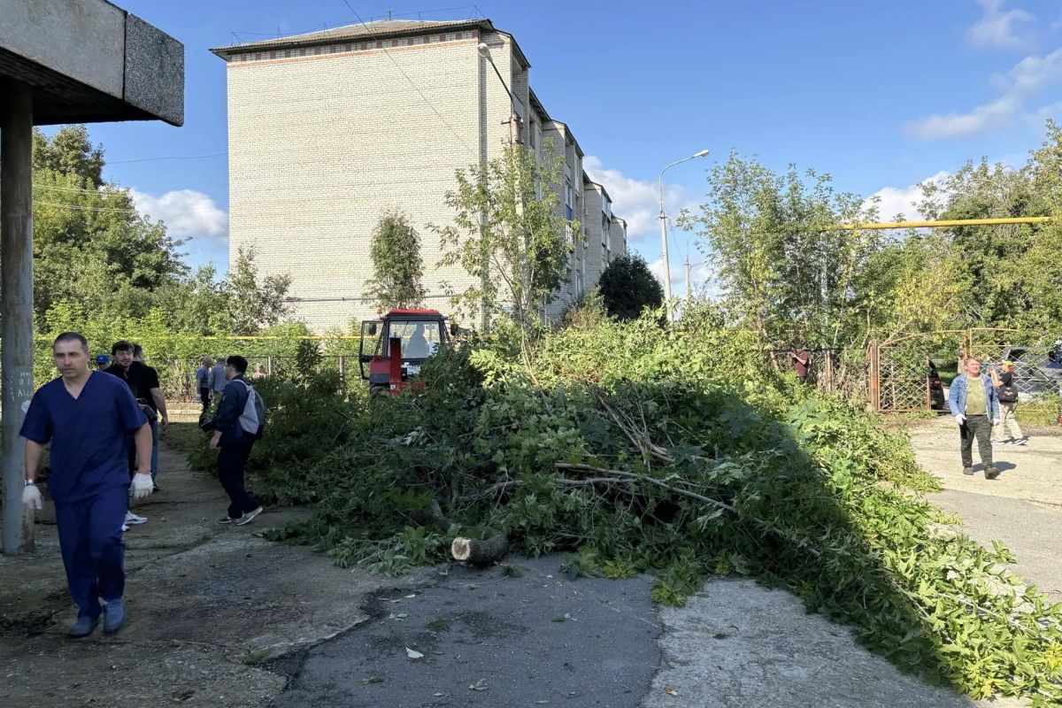 В Кыштыме прошёл субботник на территории Центральной городской больницы