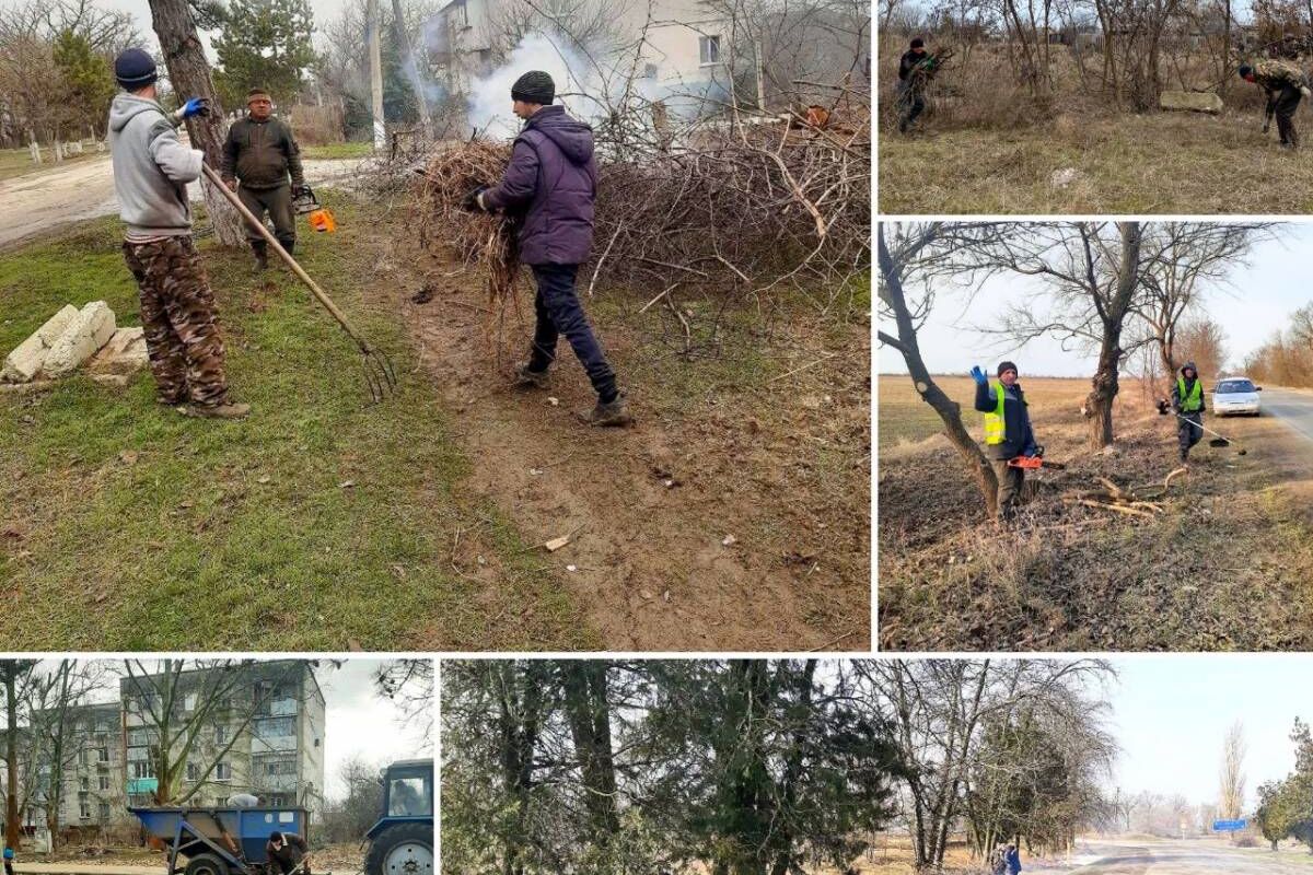 В Нижнегорском районе продолжается уборка общественных территорий