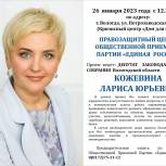 Руководитель Правозащитного центра «Единой России» Лариса Кожевина окажет правовую поддержку вологжанкам в кризисном центре «Дом для мам»