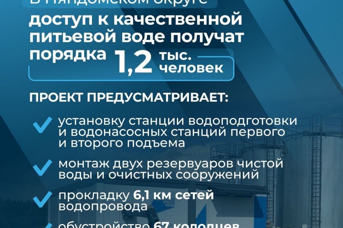 Архангельская область получила 120,8 млн рублей на строительство и  реконструкцию системы водоснабжения в Няндомском округе