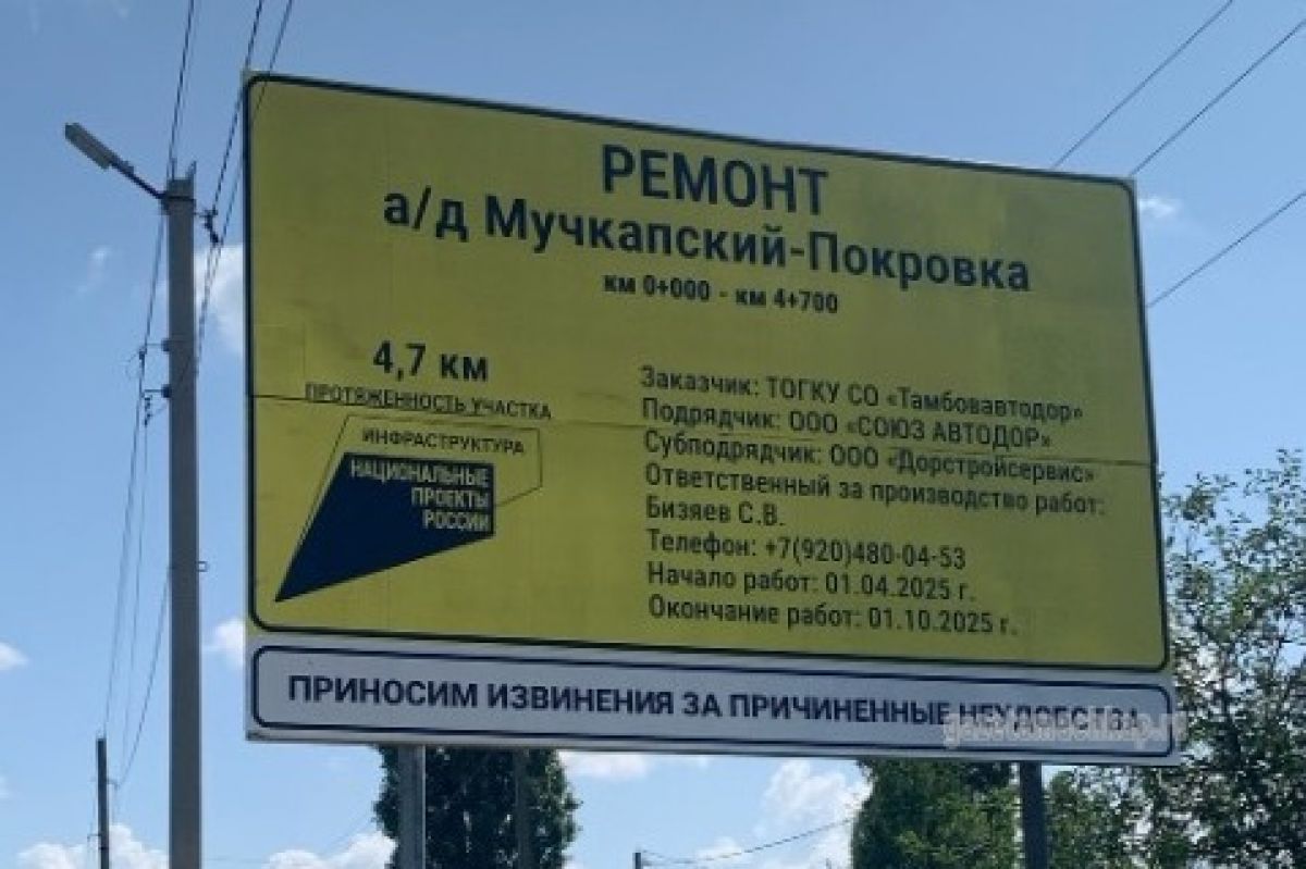 В рамках партпроекта «Безопасные дороги» в регионе ремонтировать дорогу Мучкапский — Покровка