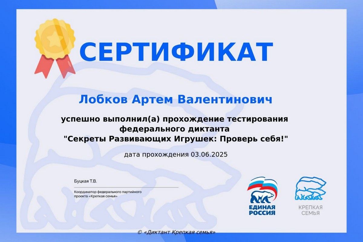В рамках партийного проекта «Крепкая семья» подготовлен тест «Секреты Развивающих Игрушек: Проверь себя!»