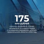 В этом году на модернизацию и оснащение учреждений культуры Архангельской области в рамках нацпроекта «Семья» направлено 175 млн рублей.