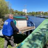 В Лобне активисты «Единой России» установили домики для птиц на одном из местных водоёмов