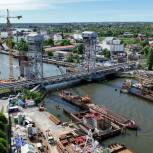 В Калининграде по проекту «Безопасные дороги» продолжается строительство автодорожного моста через Преголю