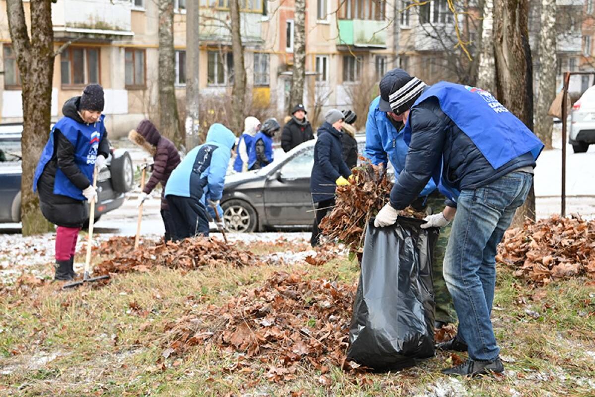 В рамках проекта «Единой России» в Смоленске провели субботник на улице  Ломоносова | 18.11.2022 | Смоленск - БезФормата