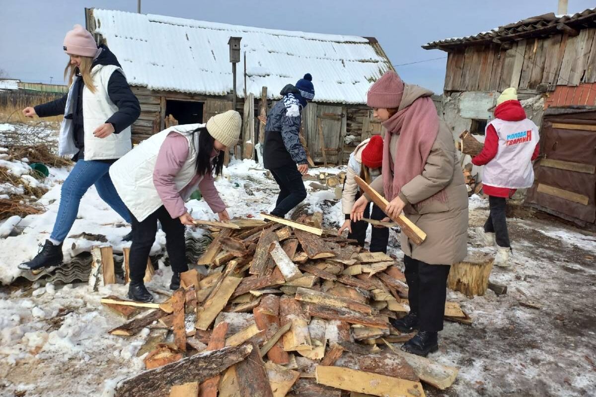 Расколоть дрова. Октябрь заготовлены дрова. Линии по расколки дров. Активисты пенсионеры.