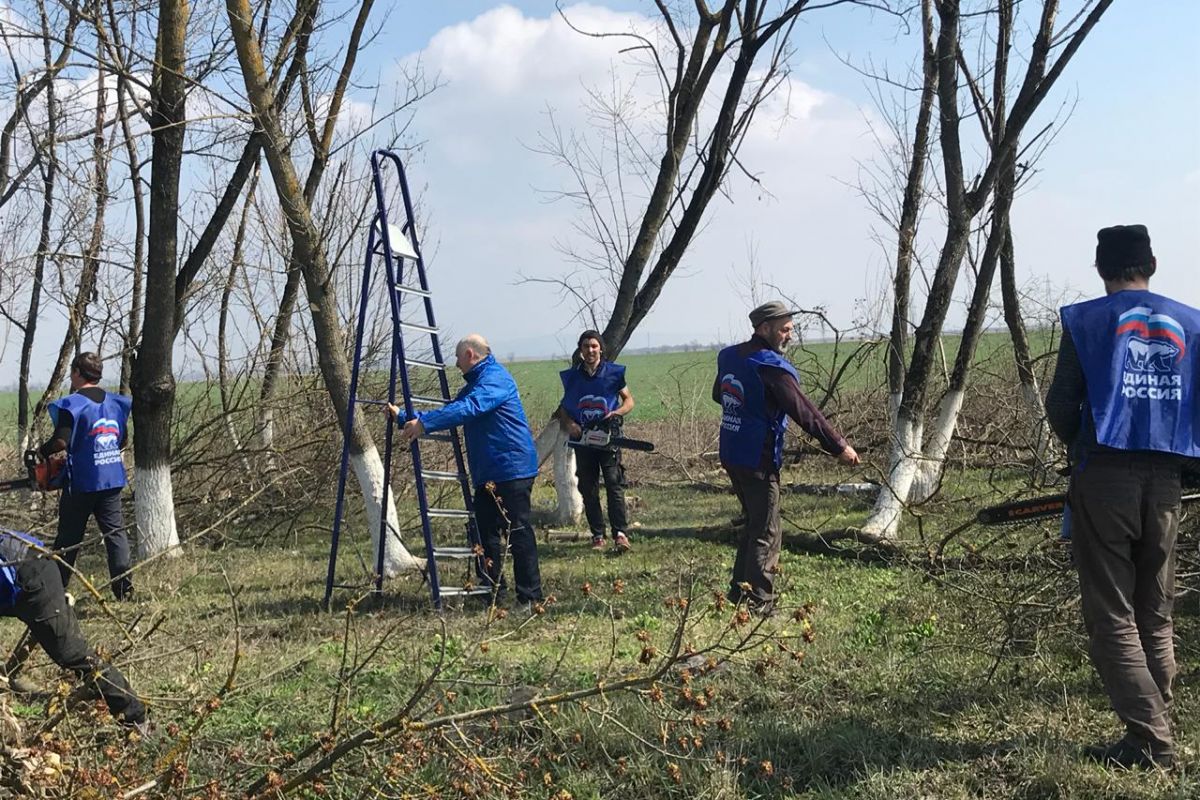 В Чеченской Республике партийцы «Единой России» и волонтеры вышли на уборку улиц