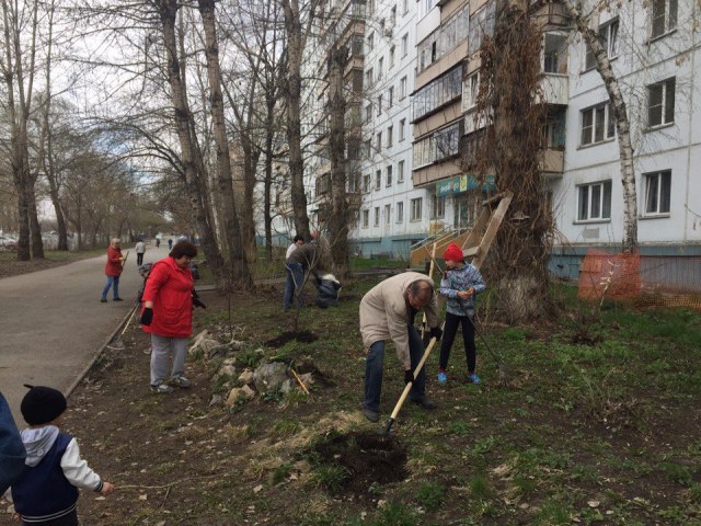 Субботник во дворе дома