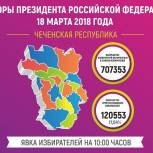 Явка избирателей на выборах Президента России в Чечне на 10:00 часов составила 17,04 процента